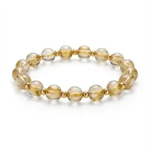 VLUKY - [Sea-Contained Gold] Golden Rutilated Quartz Bracelet